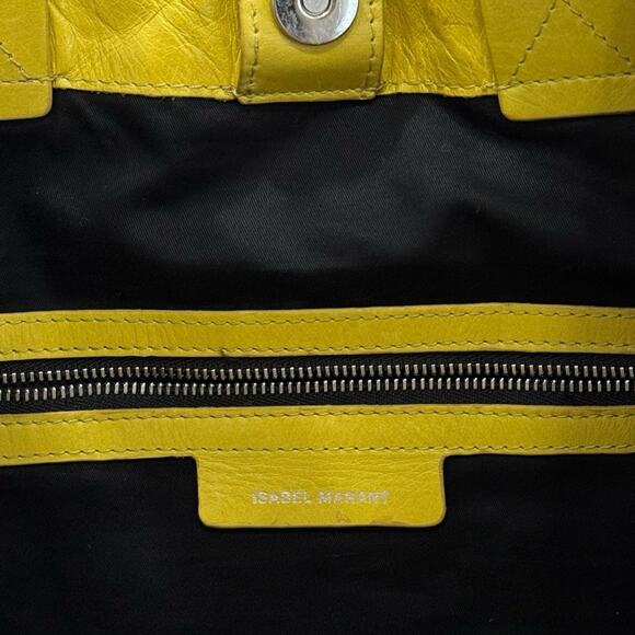 Isabel Marant Wardy Leather Tote Yellow Straw Straps Large Carryall Bag - Picture 10 of 11